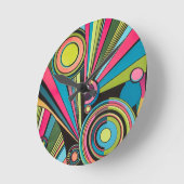 Neon Pop Art Deco: Electric Geometric Radio Waves Runde Wanduhr (Winkel)