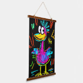 Neon Pop Art Duck: Lebhaft und spielerisch Wandteppich Mit Holzrahmen (Gewinkelt)