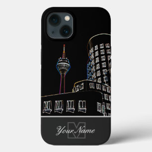 Neon-Pop-Art Düsseldorf Rheinturm mit Monogram! Case-Mate iPhone Hülle