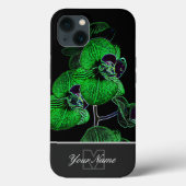 Neon-Pop-Art grüne Orchideenblüte mit Monogram! Case-Mate iPhone Hülle (Rückseite)