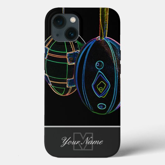 Neon-Pop-Art Happy Ostereier mit Monogram! Case-Mate iPhone Hülle (Rückseite)