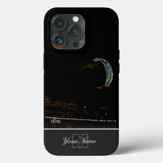 Neon-Pop-Art Kitesurfer in Buggy mit Monogram! Case-Mate iPhone Hülle (Rückseite)