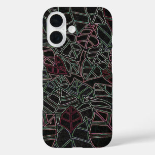 Neon Pop Art Palm Blätter auf Black iPhone 16 Hülle