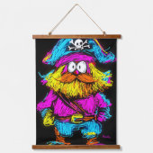 Neon Pop Art Pirate: kühl und sonderbar Wandteppich Mit Holzrahmen (Vorderseite)