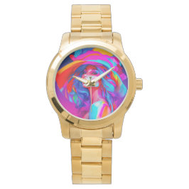 Neon Pop Art Portrait Armbanduhr