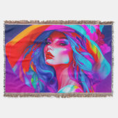 Neon Pop Art Portrait Decke (Vorderseite)