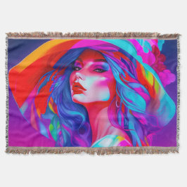 Neon Pop Art Portrait Decke