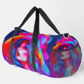 Neon Pop Art Portrait Duffle Bag (Rechte Ecke)