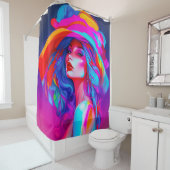Neon Pop Art Portrait Duschvorhang (Beispiel)
