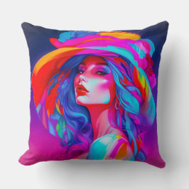 Neon Pop Art Portrait Kissen
