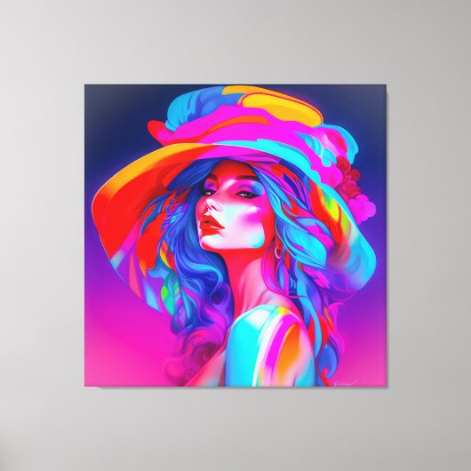 Neon Pop Art Portrait Leinwanddruck (Vorderseite)