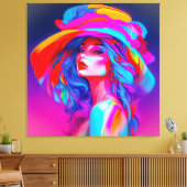 Neon Pop Art Portrait Leinwanddruck (Insitu (Wohnzimmer))