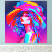 Neon Pop Art Portrait Leinwanddruck (Insitu (Holzboden))