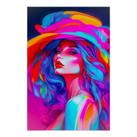 Neon Pop Art Portrait Poster (Vorderseite)