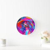 Neon Pop Art Portrait Runde Wanduhr (Zuhause)