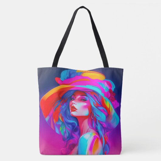 Neon Pop Art Portrait Tasche (Rückseite)