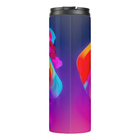 Neon Pop Art Portrait Thermosbecher (Rückseite)