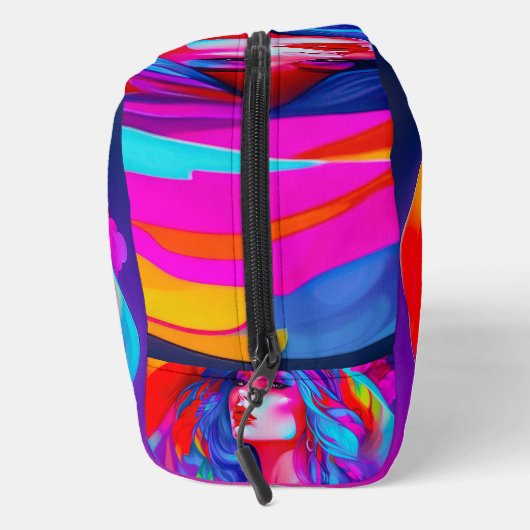 Neon Pop Art Portrait Waschbeutel (Rechts)