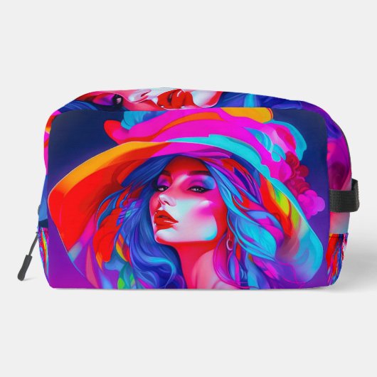 Neon Pop Art Portrait Waschbeutel (Rückseite)
