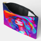 Neon Pop Art Portrait Zubehörtasche (Offen)