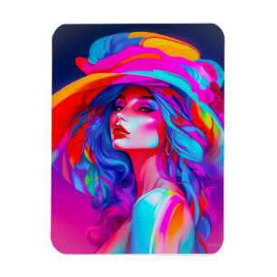 Neon-Pop-Art-Porträt Magnet