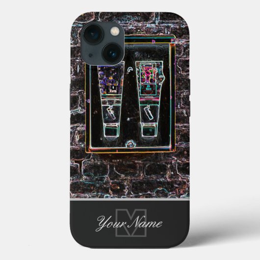 Neon-Pop-Art Retro Kaugummi mit Monogram! Case-Mate iPhone Hülle (Rückseite)