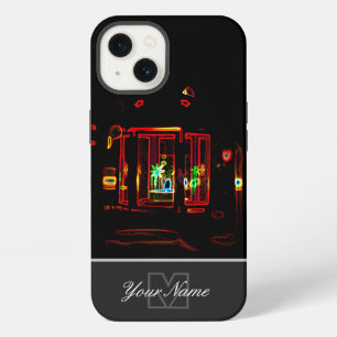 Neon-Pop-Art romantisches Kerzenlicht mit Monogram iPhone 13 Hülle