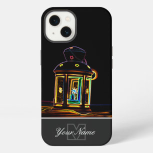 Neon-Pop-Art romantisches Kerzenlicht mit Monogram iPhone 13 Hülle