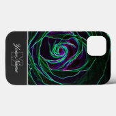Neon-Pop-Art Rose blüht mit Monogram! Case-Mate iPhone Hülle (Rückseite (Horizontal))