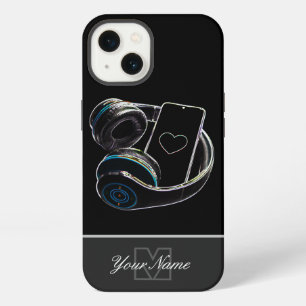 Neon-Pop-Art-Smartphone-Headset Herz Monogramm! Ca iPhone 13 Hülle
