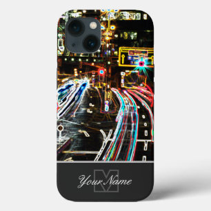 Neon-Pop-Art Stadtstraßen in der Nacht mit Monogra Case-Mate iPhone Hülle