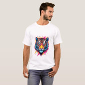 Neon Pop-Art Tiger Design T-Shirt (Vorne ganz)