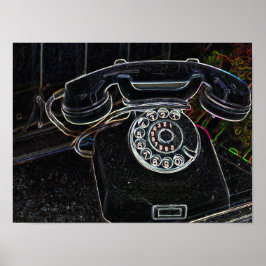 Neon-Pop-Art Vintages altes Telefon Poster