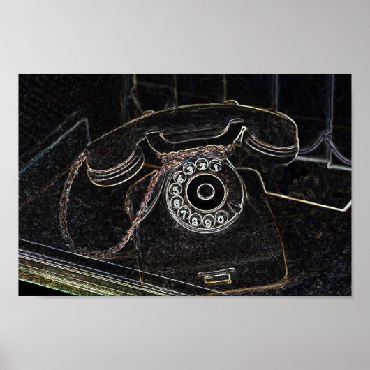 Neon-Pop-Art Vintages altes Telefonposter Poster (Vorne)
