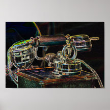 Neon-Pop-Art Vintages altes Telefonposter