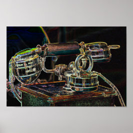 Neon-Pop-Art Vintages altes Telefonposter Poster