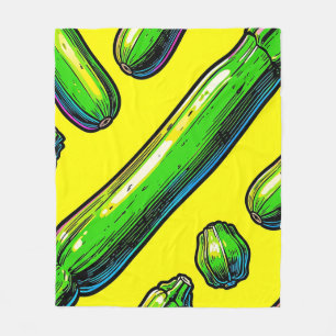 Neon-Pop-Art-Zucchini-Muster Fleecedecke