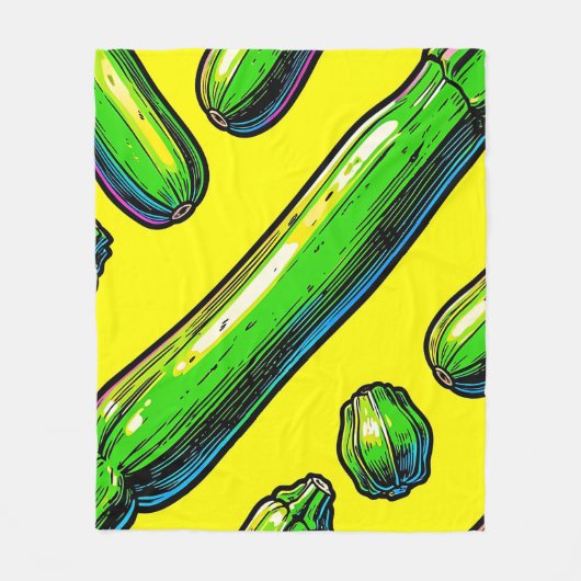 Neon-Pop-Art-Zucchini-Muster Fleecedecke (Vorderseite)