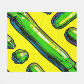 Neon-Pop-Art-Zucchini-Muster Fleecedecke (Vorderseite (Horizontal))