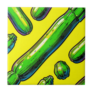 Neon-Pop-Art-Zucchini-Muster Fliese