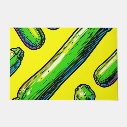 Neon-Pop-Art-Zucchini-Muster Fußmatte (Vorderseite)