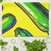 Neon-Pop-Art-Zucchini-Muster Geschirrtuch (Gefaltet)
