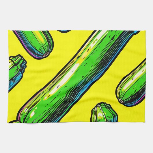 Neon-Pop-Art-Zucchini-Muster Geschirrtuch (Horizontal)