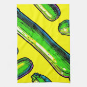 Neon-Pop-Art-Zucchini-Muster Geschirrtuch (Vertikal)
