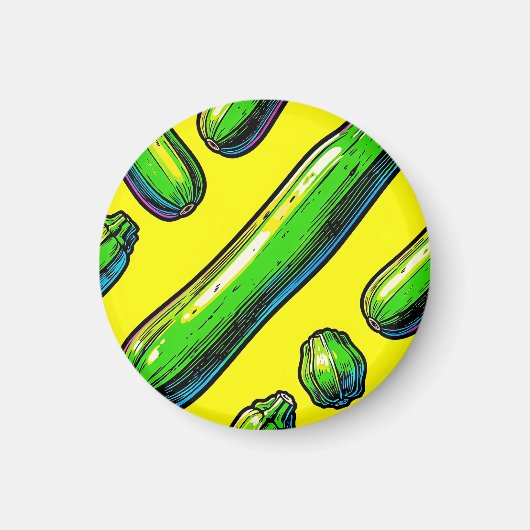 Neon-Pop-Art-Zucchini-Muster Magnet (Vorne)