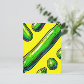 Neon-Pop-Art-Zucchini-Muster Postkarte (Stehend Vorderseite)