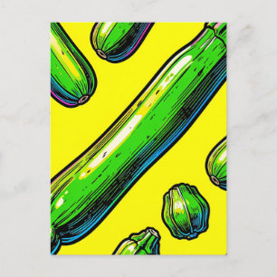 Neon-Pop-Art-Zucchini-Muster Postkarte