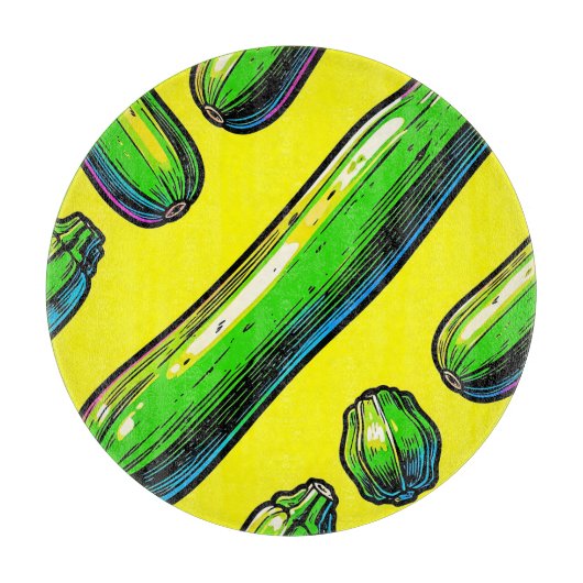 Neon-Pop-Art-Zucchini-Muster Schneidebrett (Vorderseite)