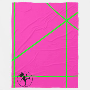 Neon Pop Color Pink & Green Strips 80er Retro Fleecedecke