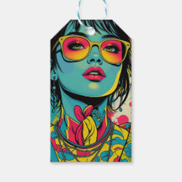 Neon Pop Diva Portrait - Bold & Vibranno Retro Art Geschenkanhänger
